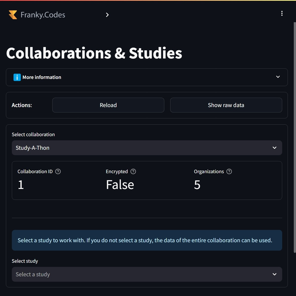 users can select their collaboration and study